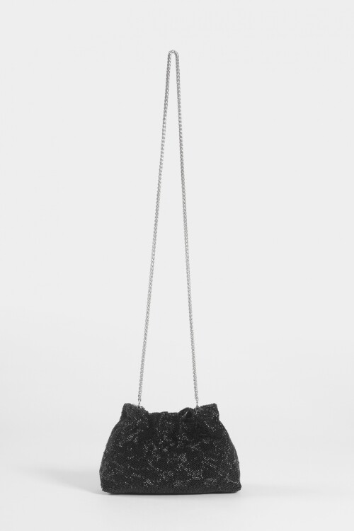 Cartera fiesta bordada mostacillas negro