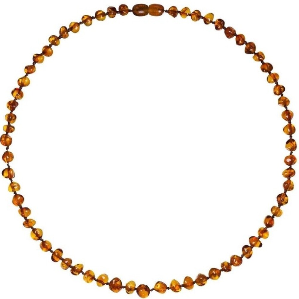 Collar ambar piedra redonda marron