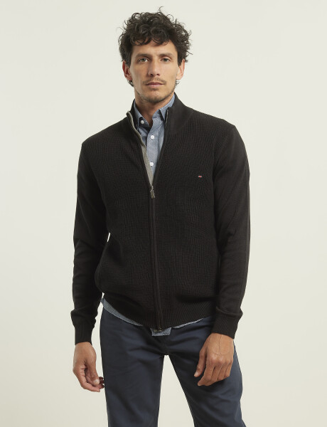 470589 CARDIGAN PUNTO HARRINGTON LABEL Negro