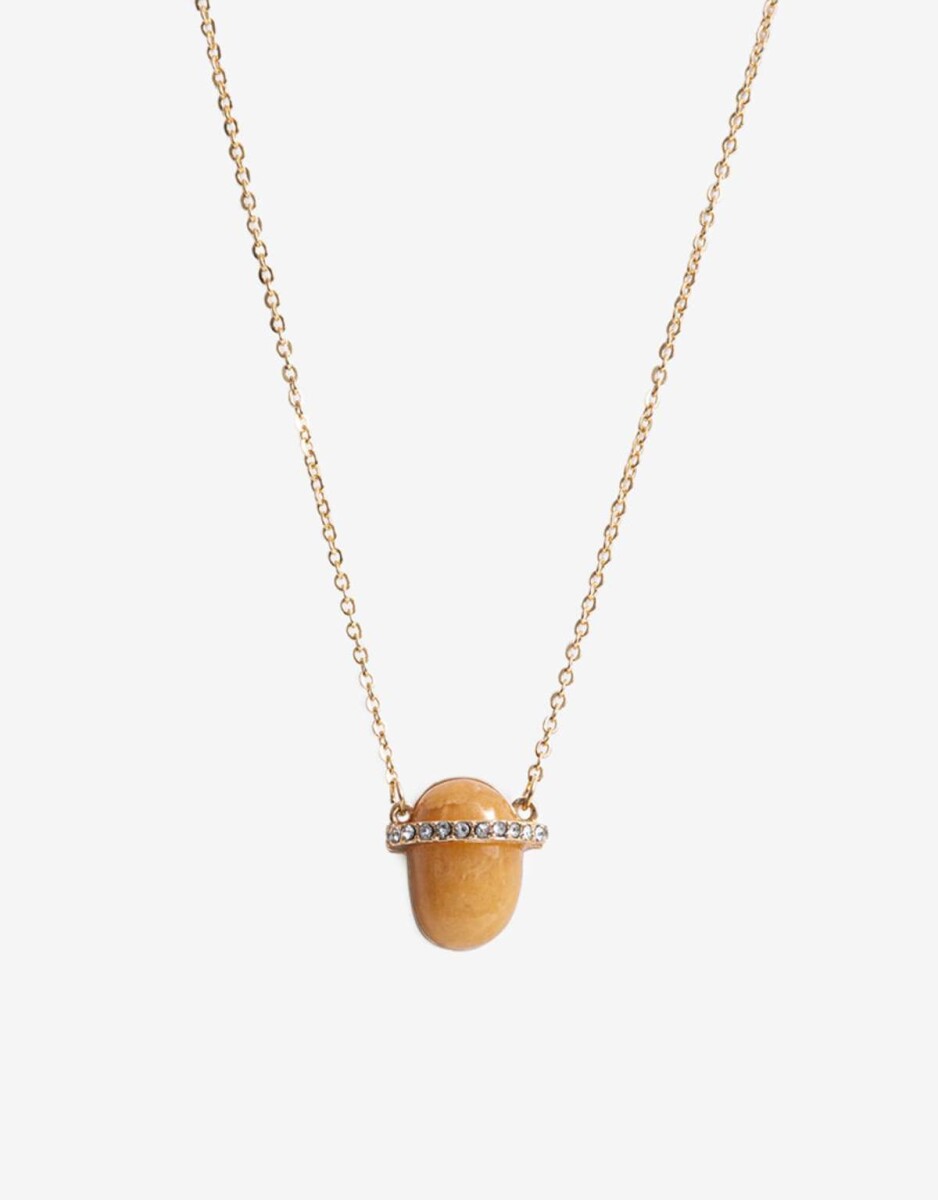 Cadena Con Piedra Citrino - Dorado 