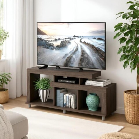 Rack TV hasta 42" Living Moderno 117cm - MDP 15mm con Nichos y Patas - Rustico Marrón Rack TV hasta 42" Living Moderno 117cm - MDP 15mm con Nichos y Patas - Rustico Marrón