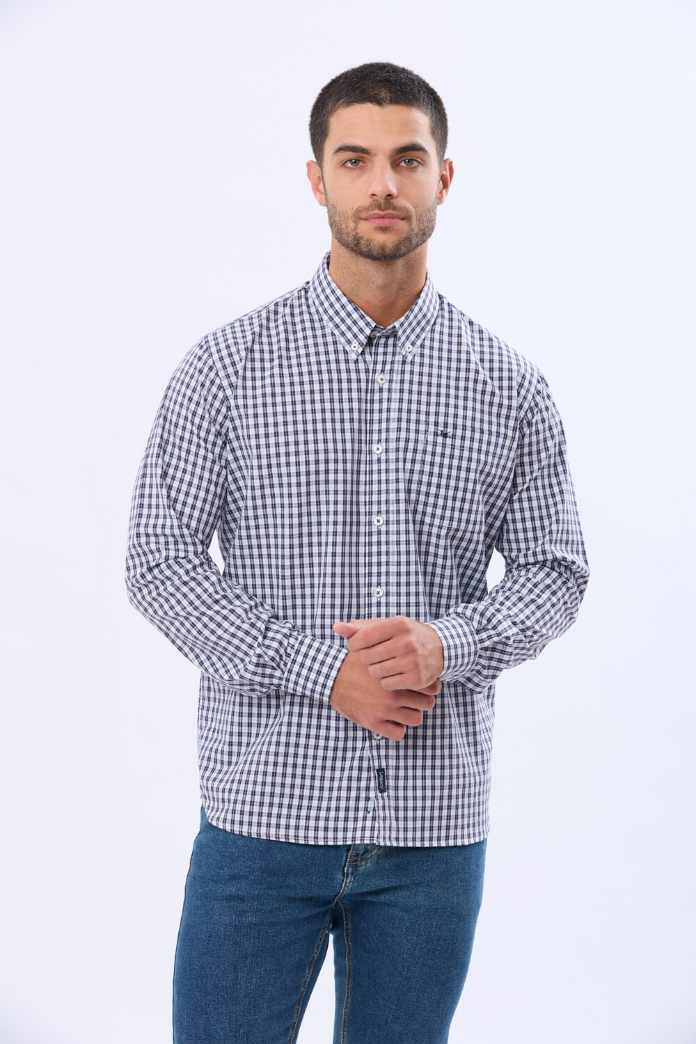 CAMISA SPORT A CUADROS Celeste