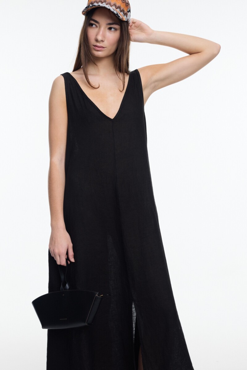 VESTIDO ESCOTE V Negro