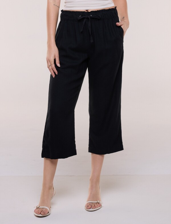 Capri Pull On Lino Con Cordón Ajustable NEGRO