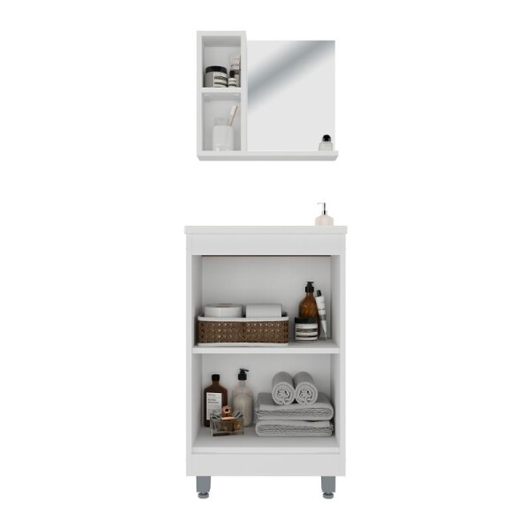 MUEBLE DE BAÑO 45 CM CON MESADA Y ESPEJO - BLANCO MUEBLE DE BAÑO 45 CM CON MESADA Y ESPEJO - BLANCO