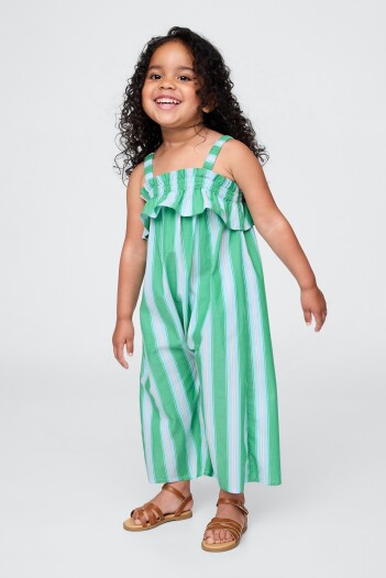 Enterito Poplin Toddler Niña Green Stripe