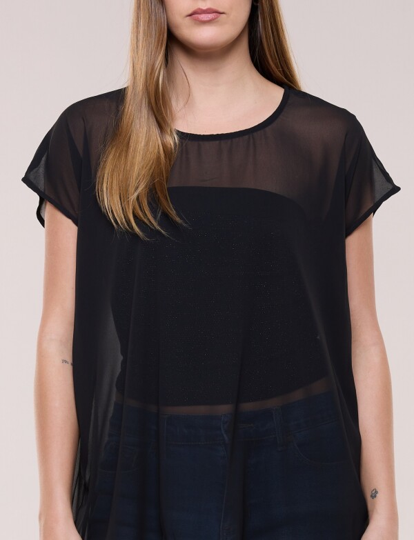 Blusa Larga Gasa NEGRO