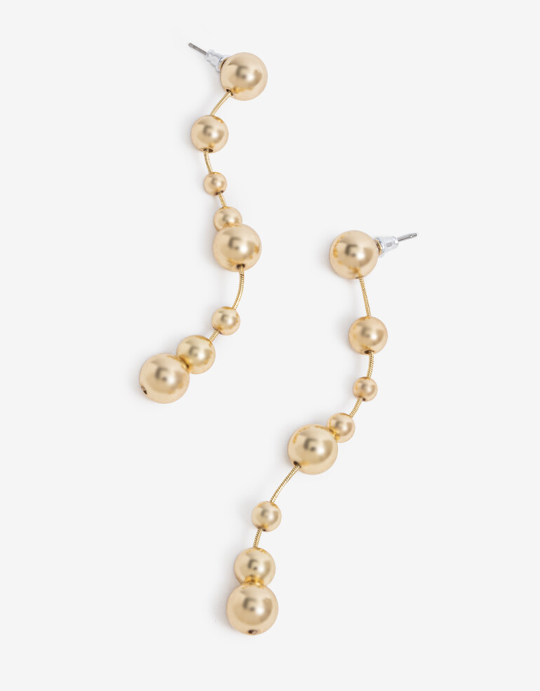 Aros Colgantes Largos Metal Aros Colgantes Largos, Metal Balls - Dorado