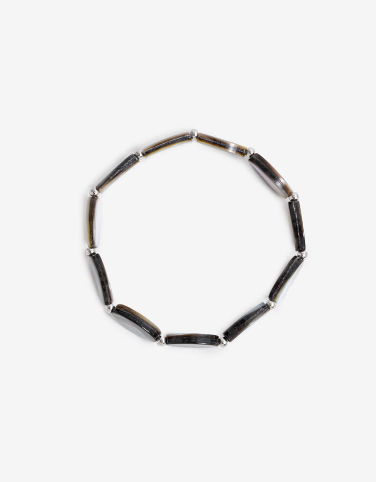 Pulseras Elásticas Perlas Pulsera Nácar. - Plateado Rodio
