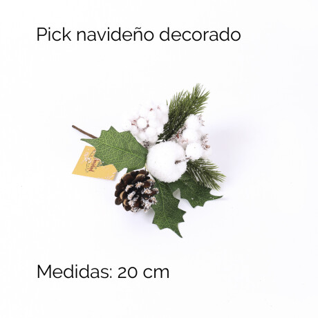 Pick Navideño Decorado 20cm Unica