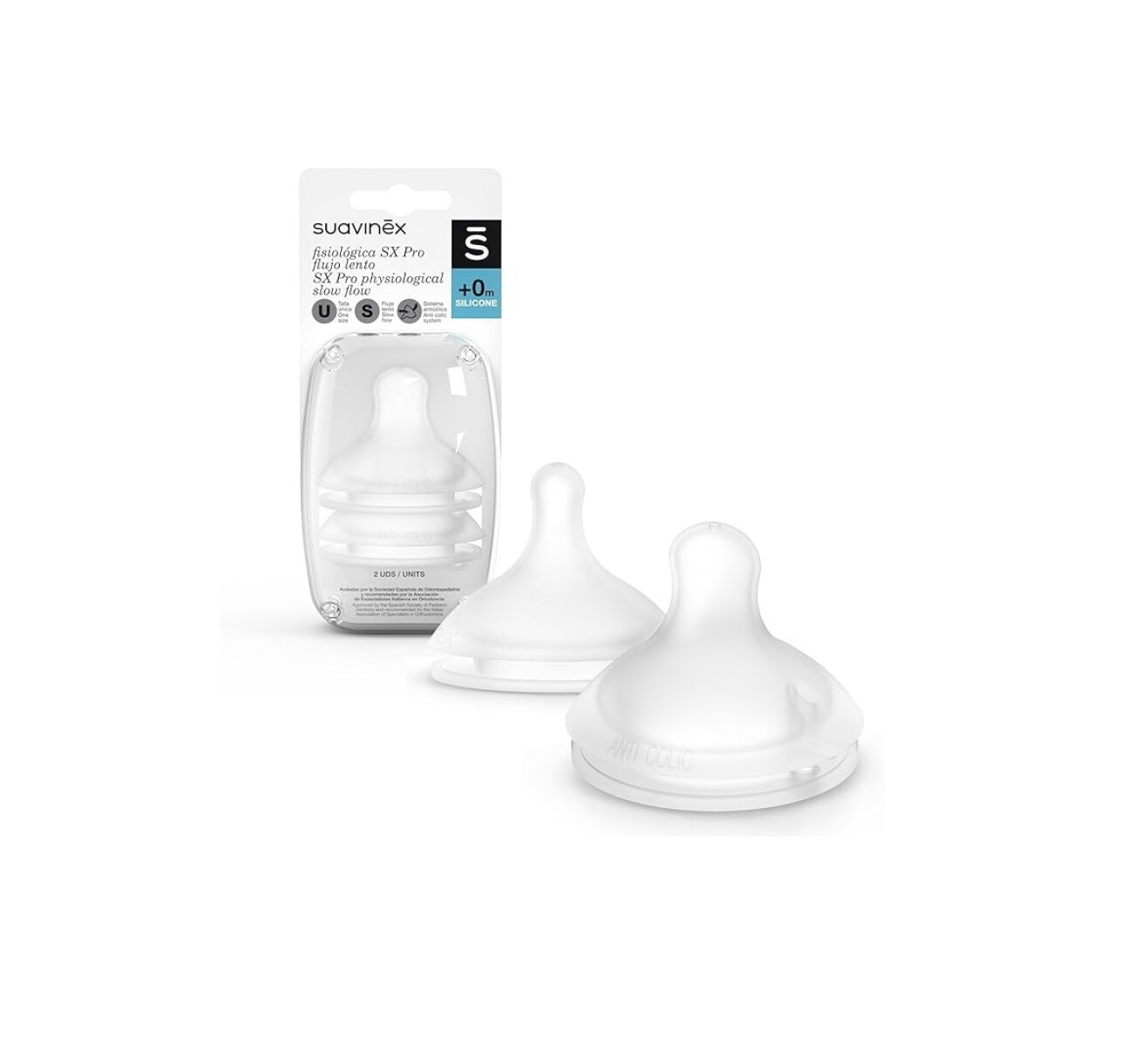 Set Tetina Fisiológica Suavinex - Talle 0+ Flujo S 