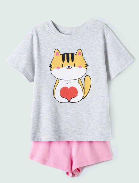 PIJAMA INFANTIL CON SHORT ROSADO