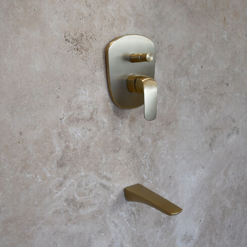 Griferia De Ducha De Empotrar Monocomando Brushed Gold Fv. Complementar Con Fv-Base-Universal 000