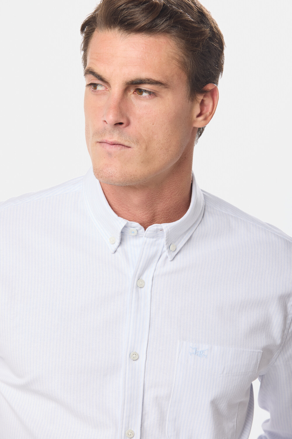 CAMISA OXFORD A RAYAS Celeste