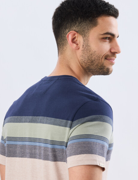 REMERA RAYADA DE ALGODÓN Beige