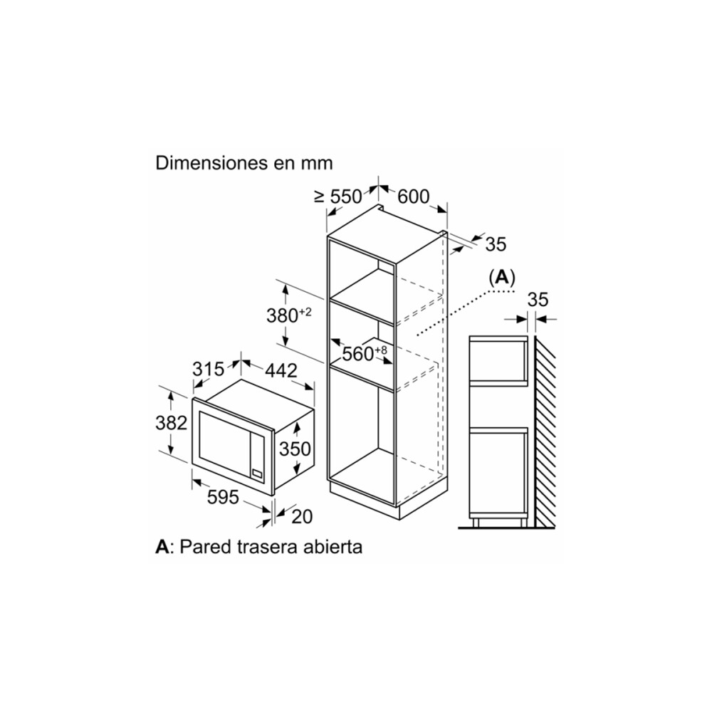 Microondas de empotrar Bosch BEL623MS3 20 L Microondas de empotrar Bosch BEL623MS3 20 L