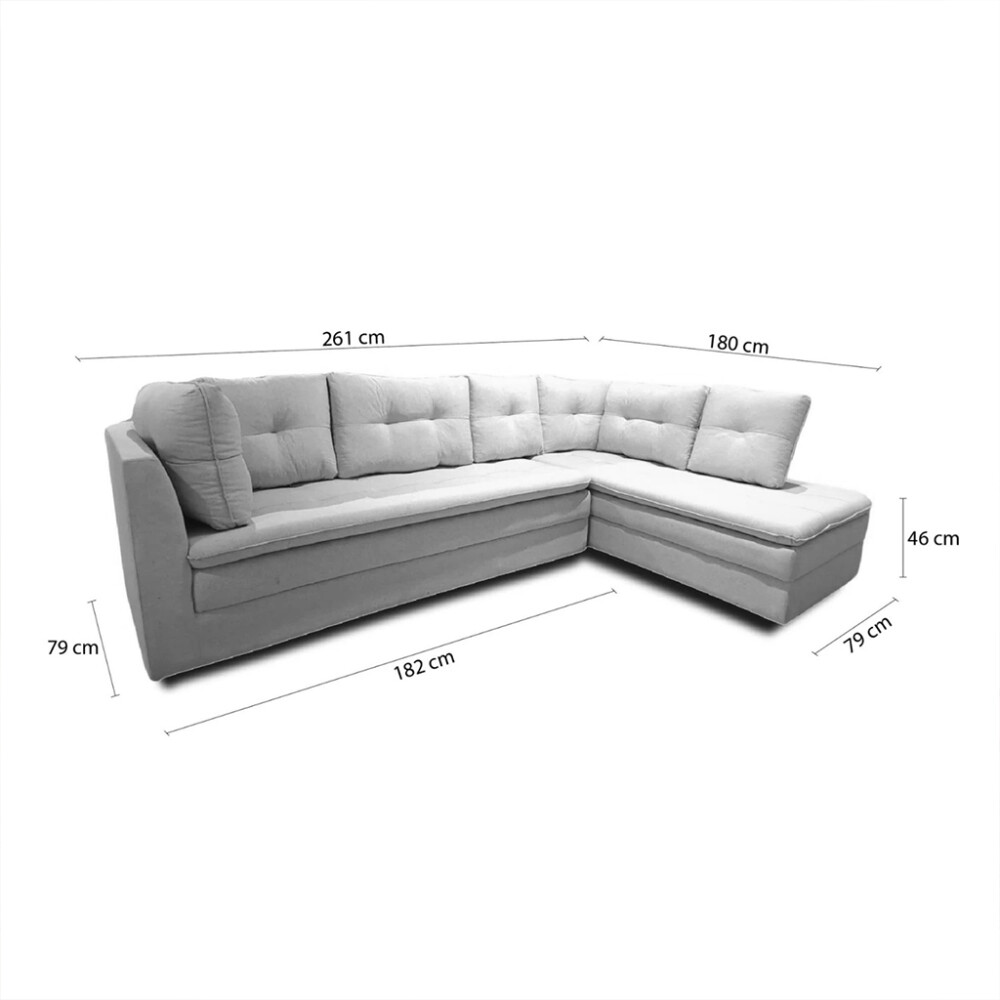 Sillon 3 cuerpos con Chaise - Coimbra Izquierdo Gris
