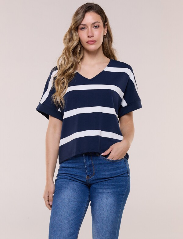 Remera Marinera Escote V AZUL