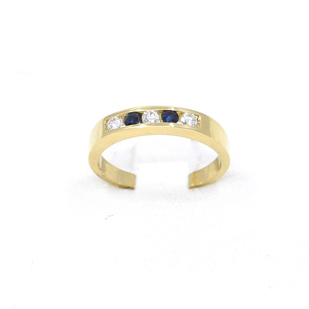 Anillo En Oro 18K Con Zafiros Y Brillantes Anillo En Oro 18K Con Zafiros Y Brillantes