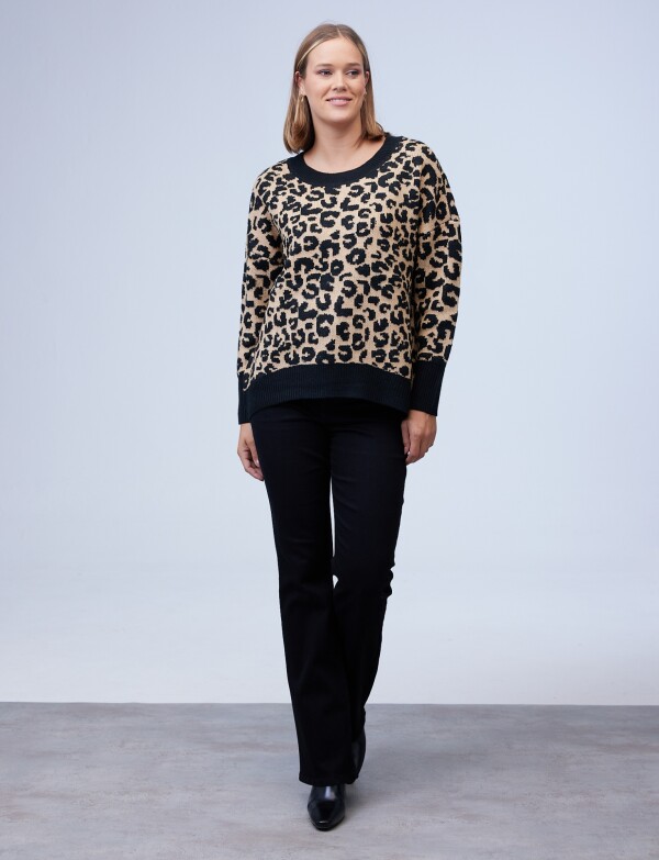 Buzo Animal Print NEGRO/BEIGE