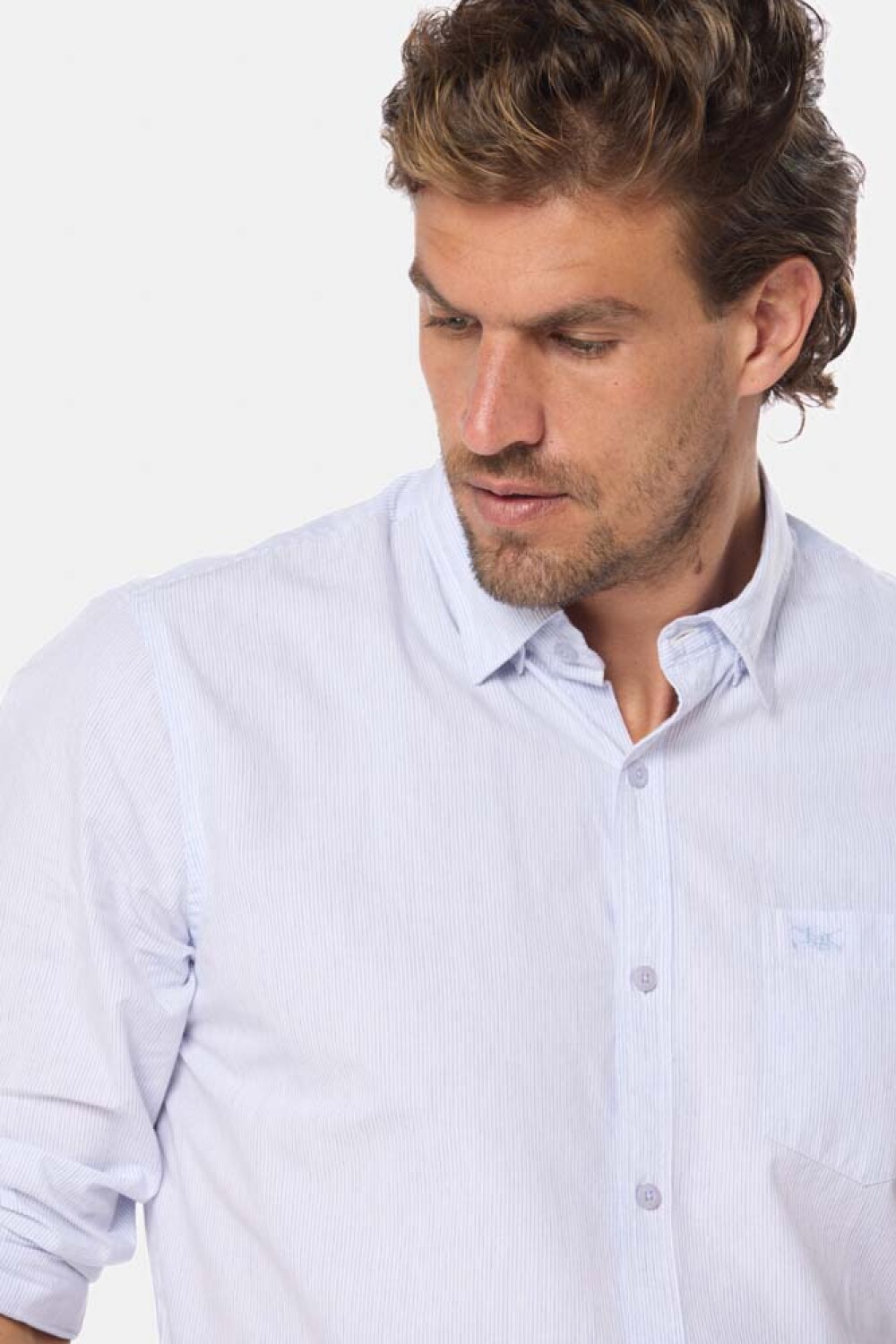 CAMISA RAYADA Celeste