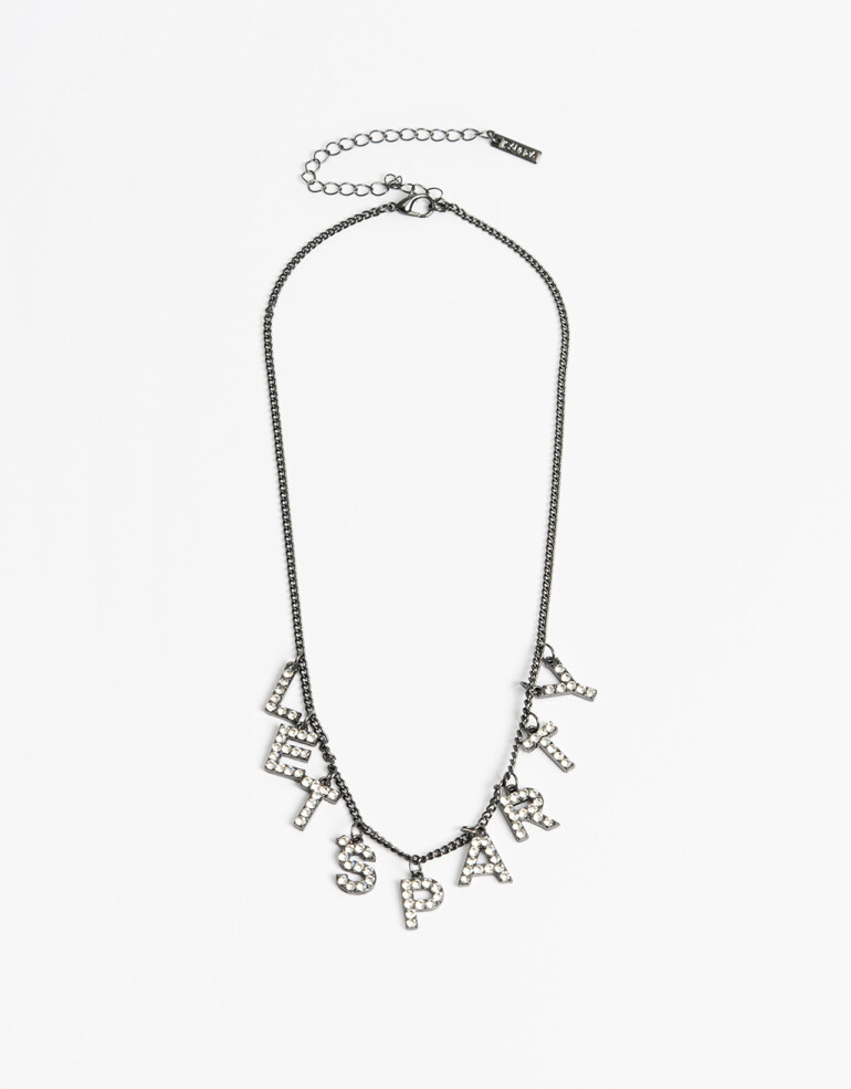 Collares Cortos Strass Collar Corto Let´s Party - Plateado Hematite