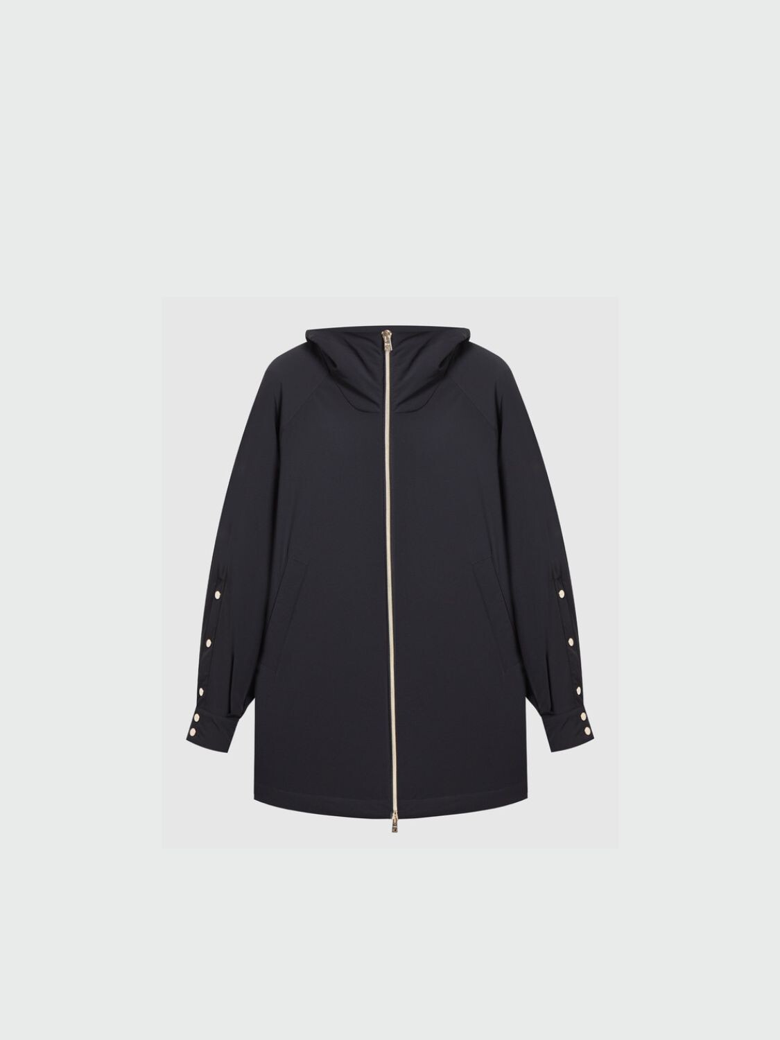 Herno-Chaqueta impermeable con capucha integrada ajustable Negro