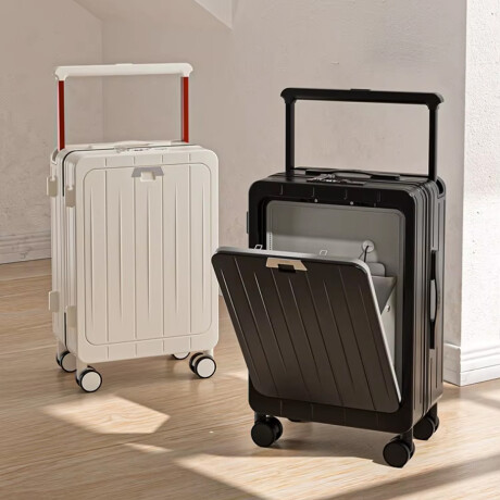 Valija carry on rí­gida con apertura delantera y cargador USB Negro