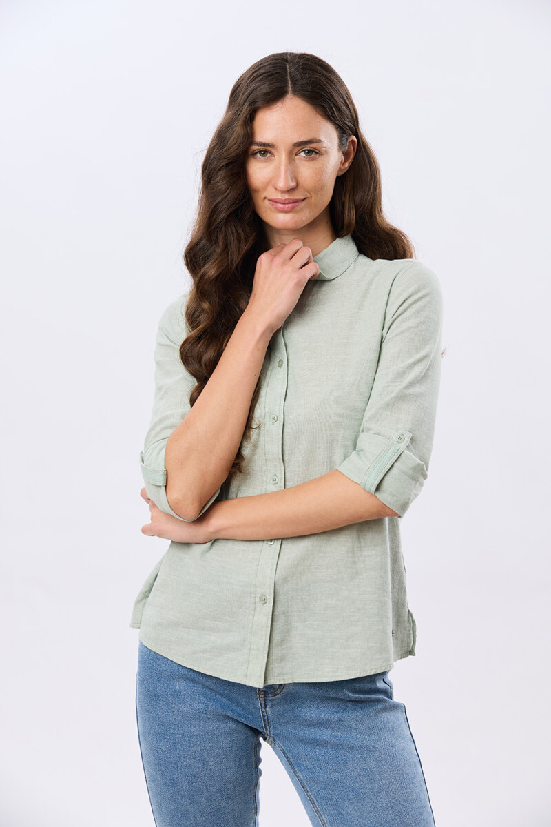 CAMISA LISA DE LINO - Menta 