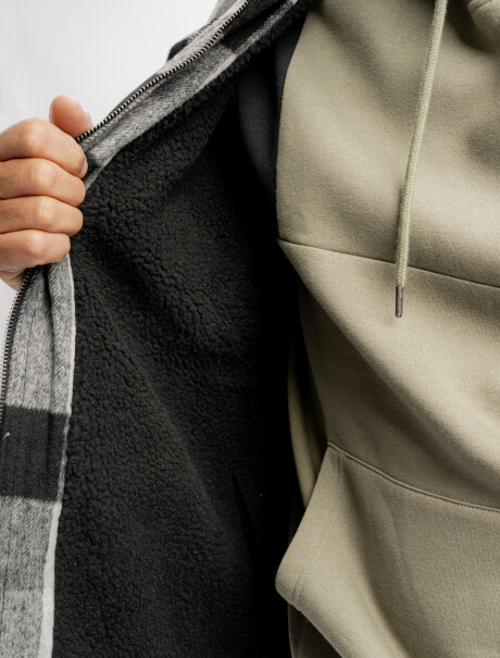 Sobrecamisa cuadros de sherpa gris