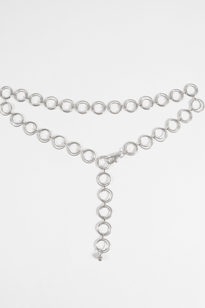 Cinturón metálico aros dobles plateado