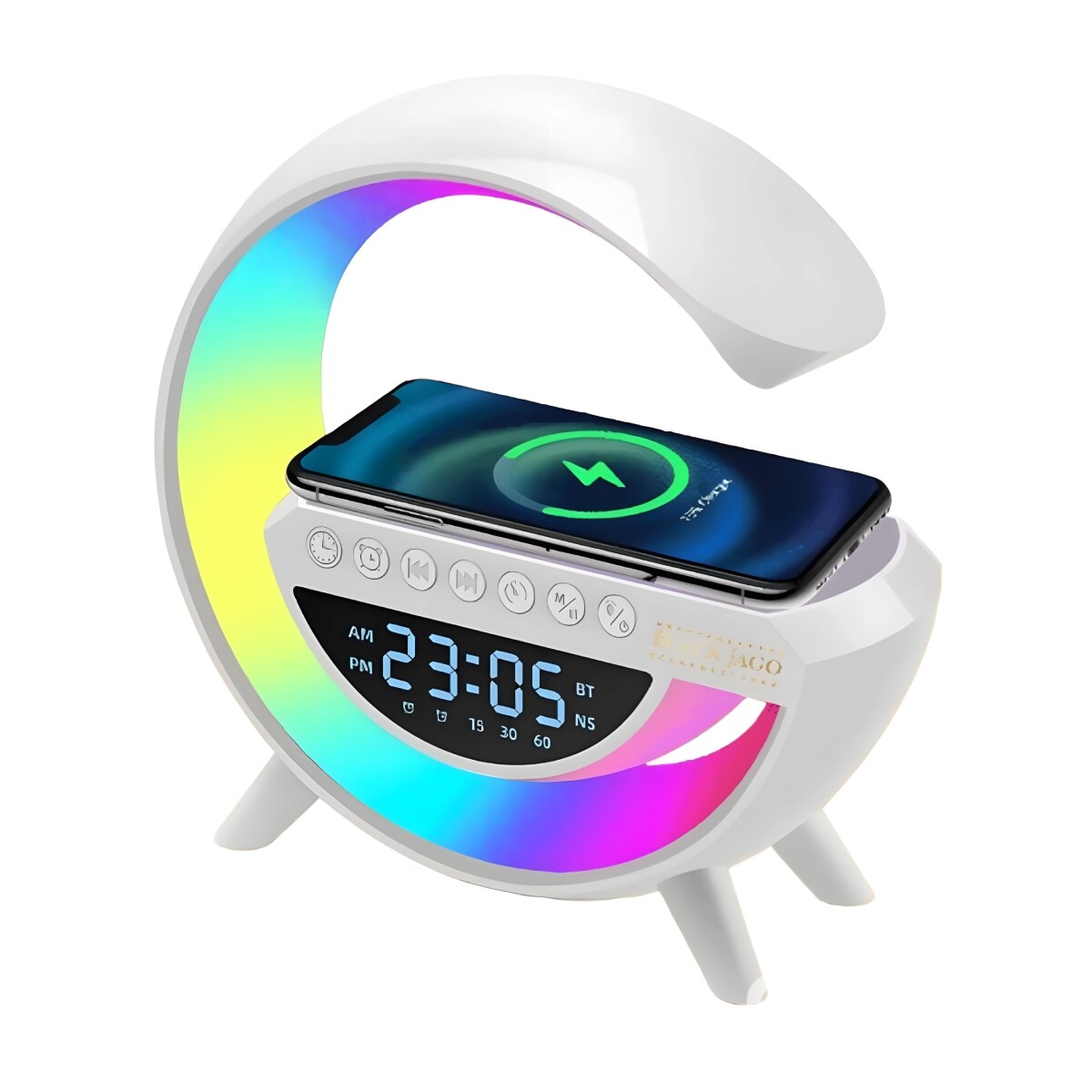 Parlante Bluetooth Inalámbrico c/ Carga Rápida Cel y Luz Led - Blanco 