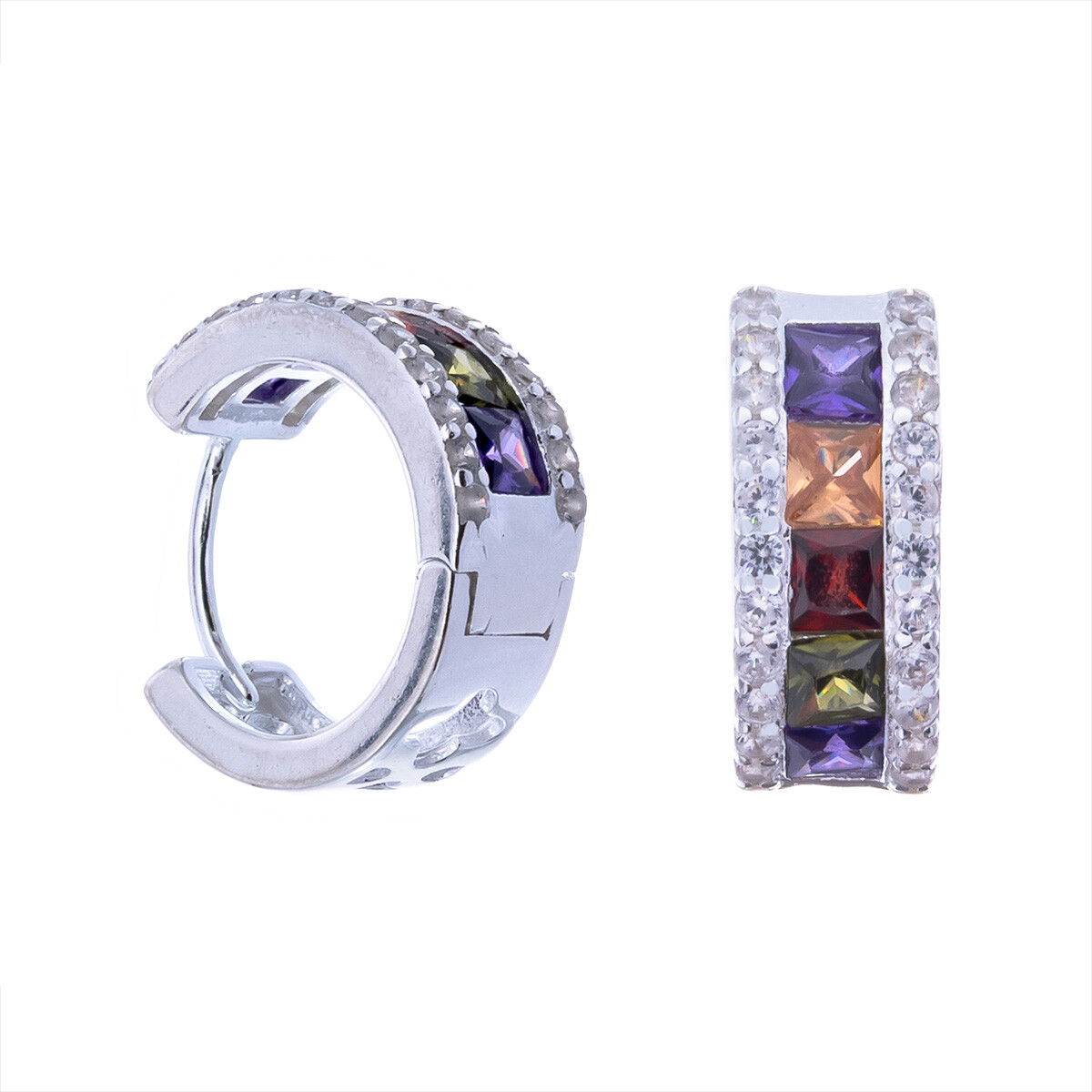 Par de aros de plata 925 rodinados con circonias. 