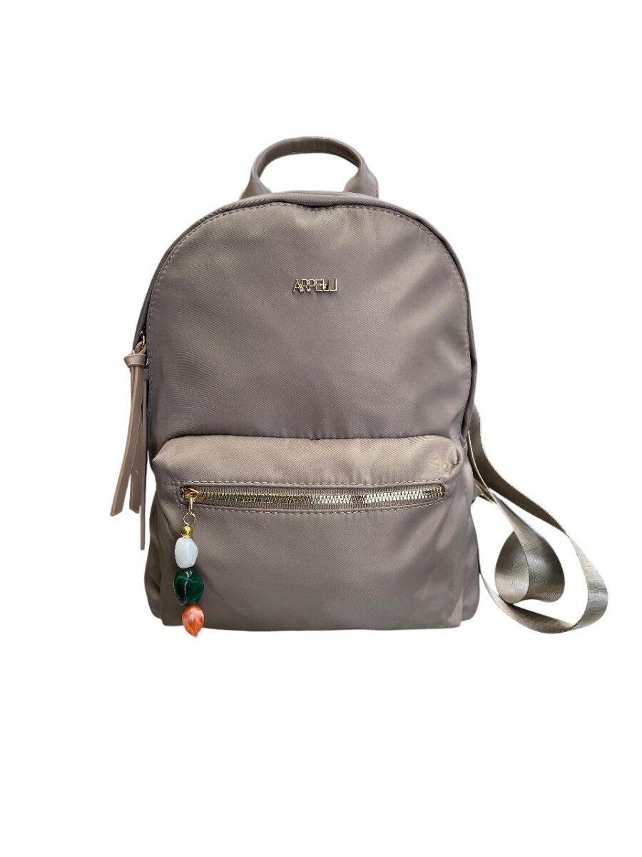 Mochila microfibra con llavero - Beige 