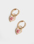 Aros Argollas Con flores Aros Argolla Con Dije Corazón - Dorado