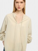 Camisa A Rayas Manga Larga beige