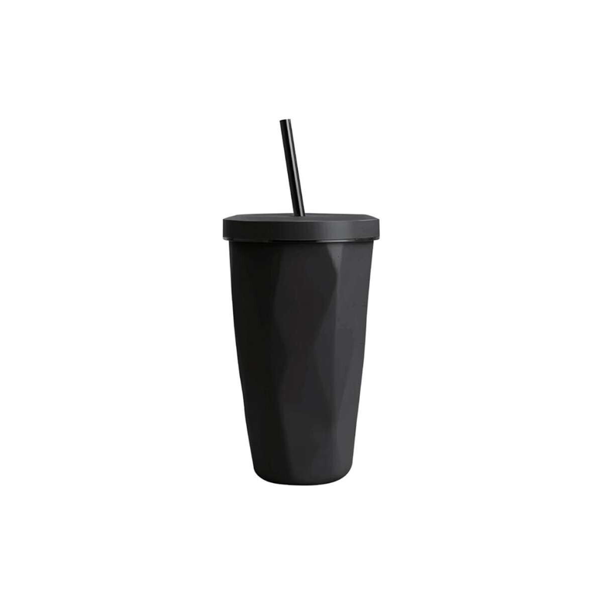 Vaso facetado térmico con sorbito - Negro 