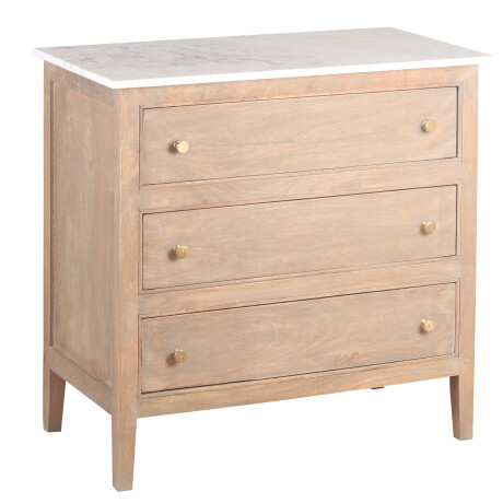 CÓMODA CAJONERA 3 CAJONES MADERA-DE-MANGO-Y-MARMOL MARRON ALBERTA