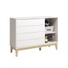 Cómoda 4 Cajones 1 Puerta Infantil - Elfe Blanco