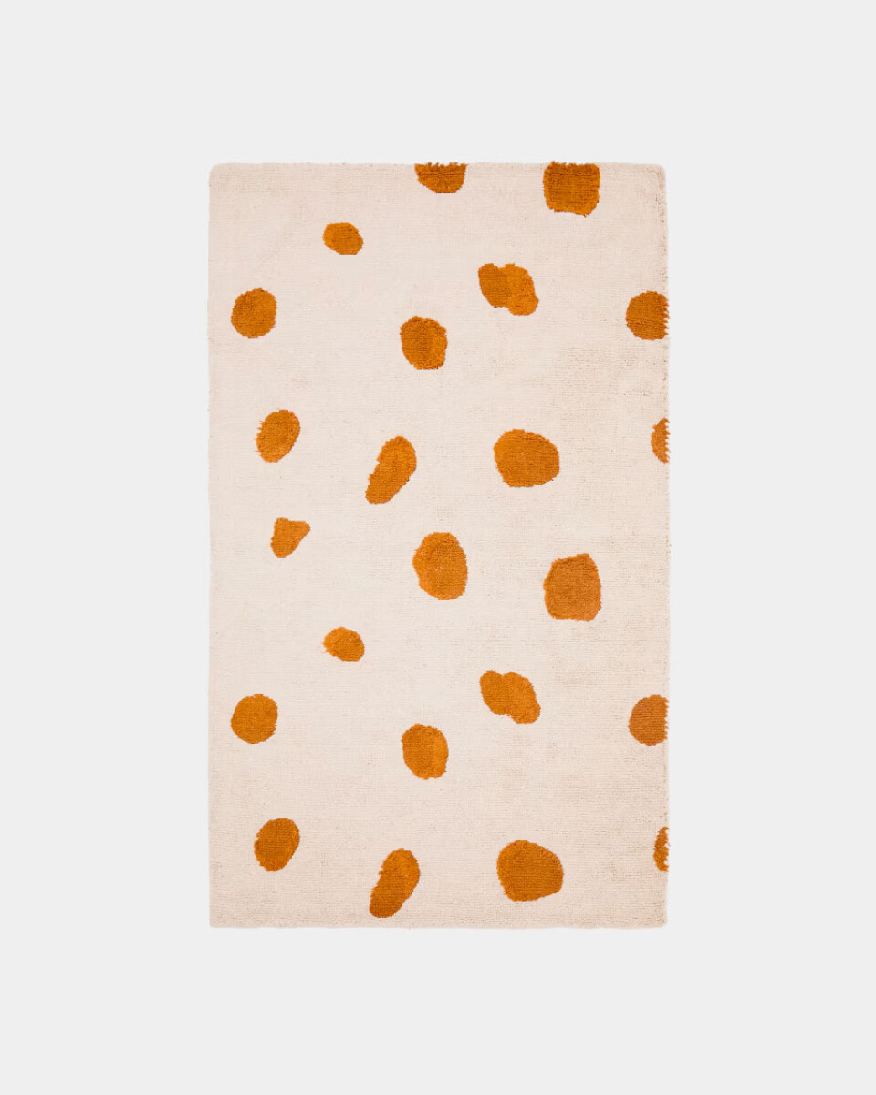 Alfombra Tandani de algodón beige con diseño de guepardo naranja 90 x 150 cm 