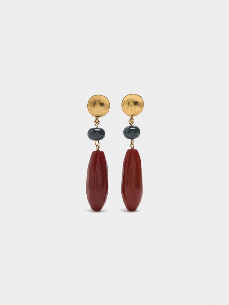 Pendientes Largos Con Piedras multicolor