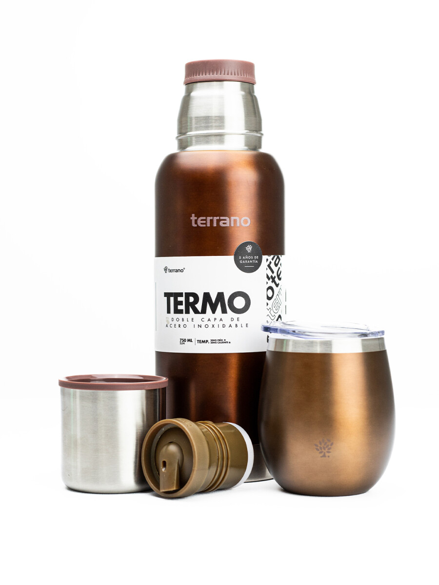 Kit Matero - Termo 750ML Slim + Mate Con Tapa - Copper 