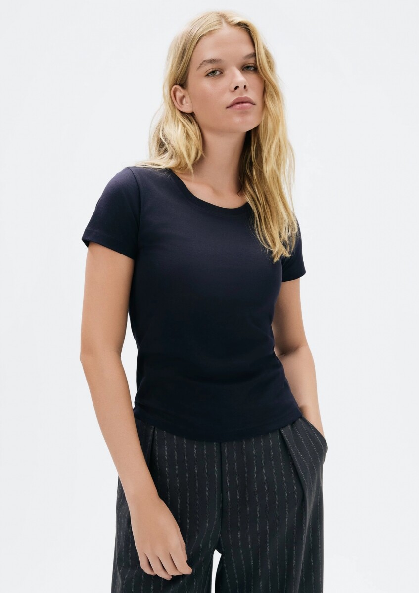 CAMISETA BÁSICA SLIM WORLD - AZUL OSCURO 