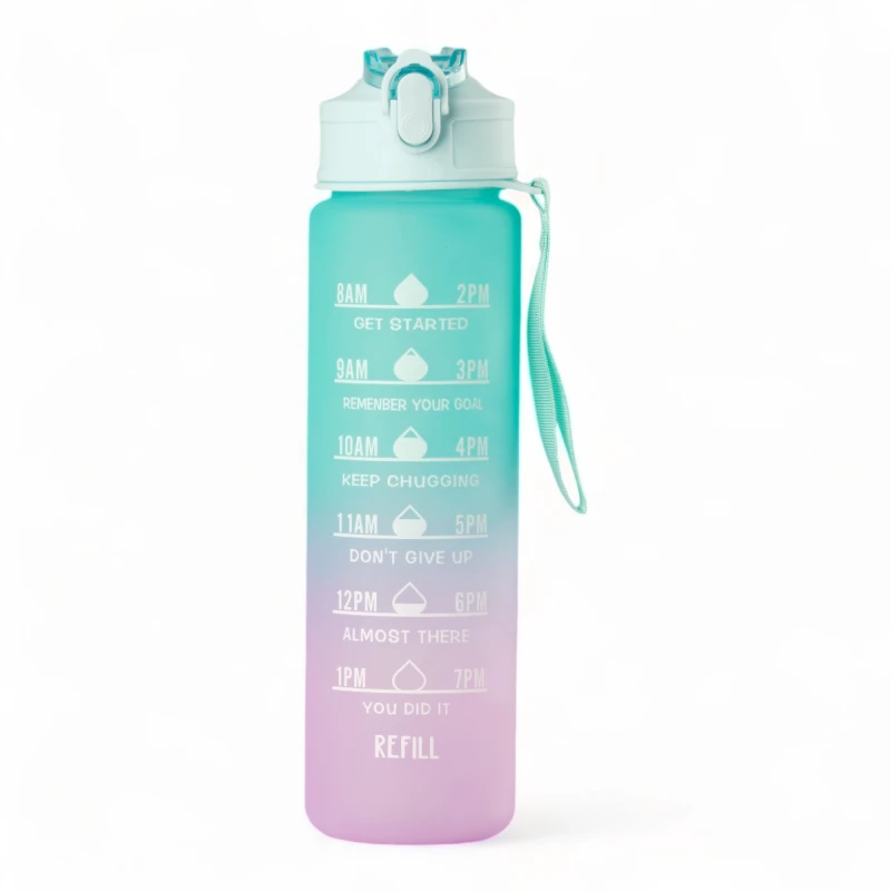 Pack De 3 Botellas De Agua Motivacional Gym Turquesa
