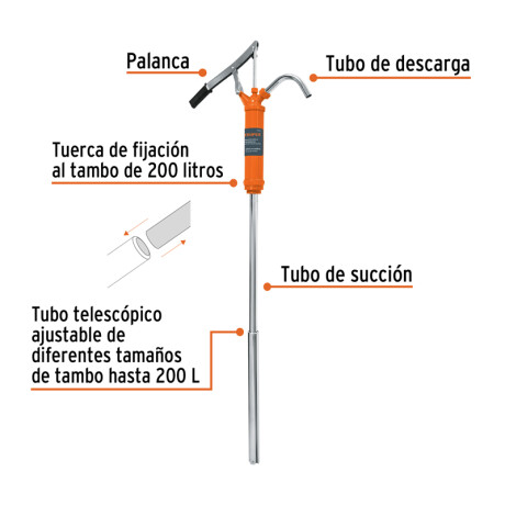 BOMBA P/ACEITES.GASOLINA.ETC.C/PALANCA.200LT TRUPER BOMEX31 N/a