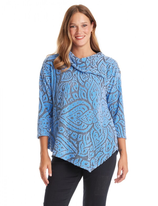 Buzo Labrado Flores AZUL/MULTI