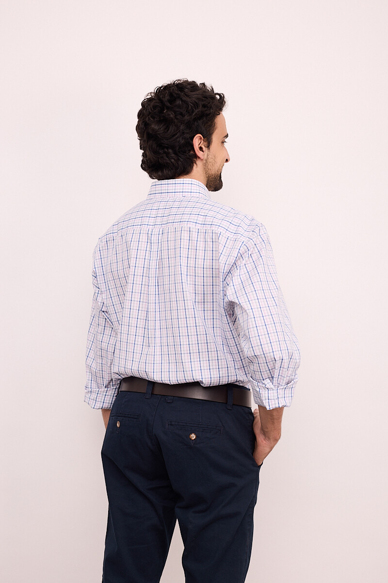 Camisa Escocesa Azul y Rosa