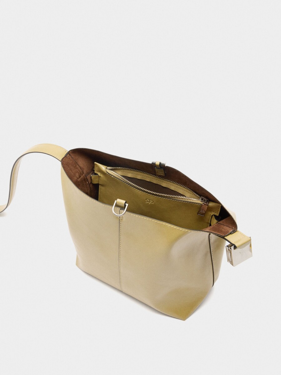Bolso Bombonera Efecto Craquelado crudo