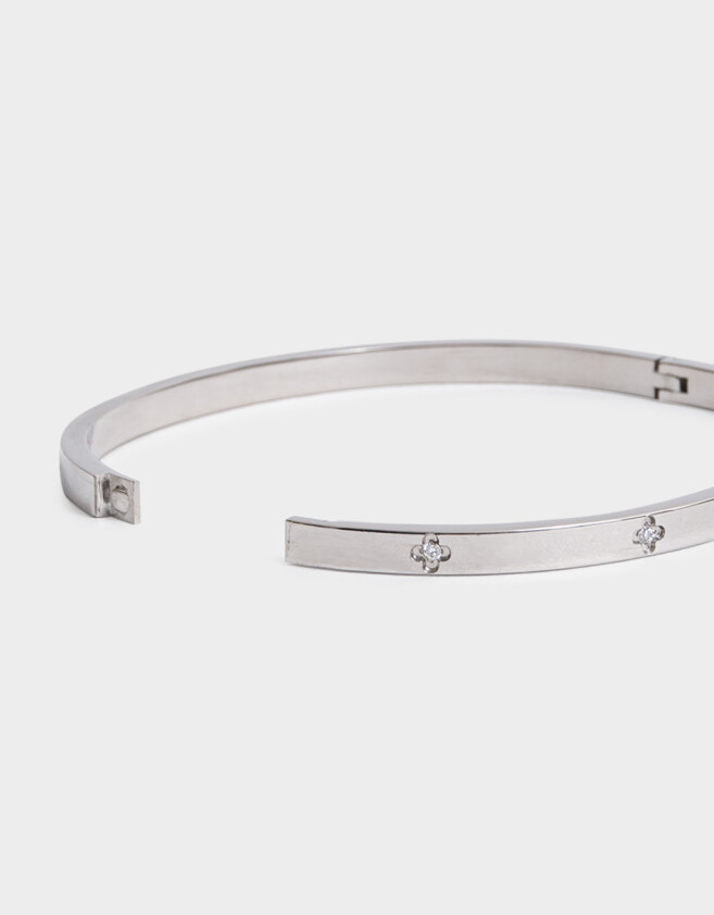 Pulseras Rígidas Acero quirúrgico Pulsera Rígida De Acero Quirúrgico - Plateado