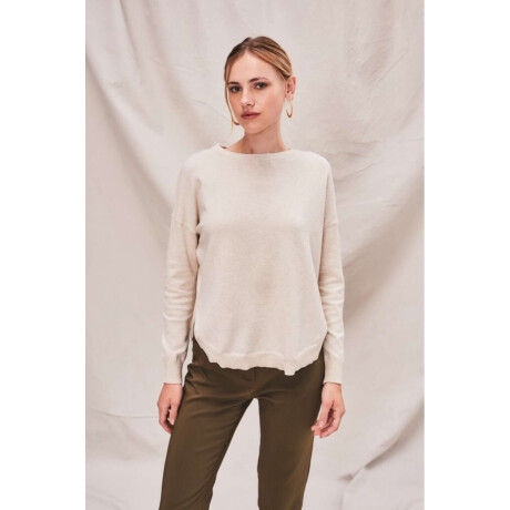 Sweater Algodon Elastano Beige Melange